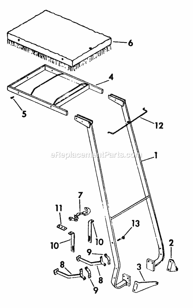 Protective Canopy Diagram and Parts List for 169 2050048U Cub Cadet Lawn Tractor